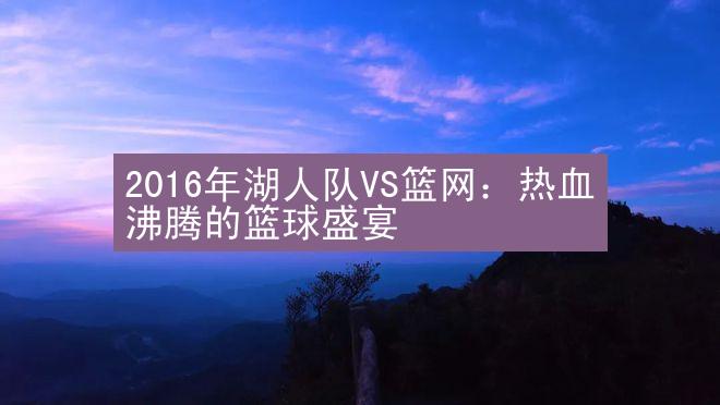 2016年湖人队VS篮网：热血沸腾的篮球盛宴