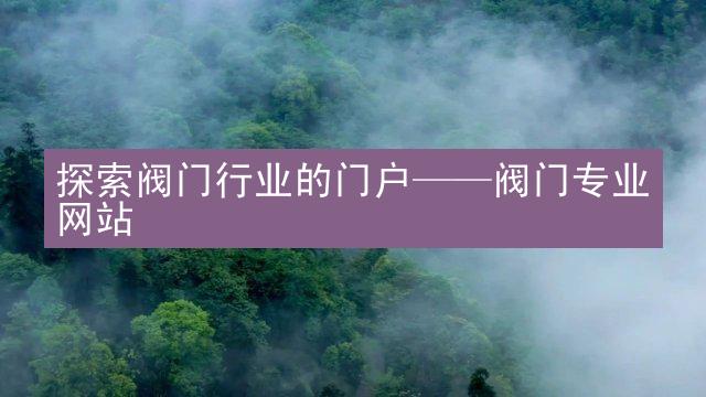 探索阀门行业的门户——阀门专业网站