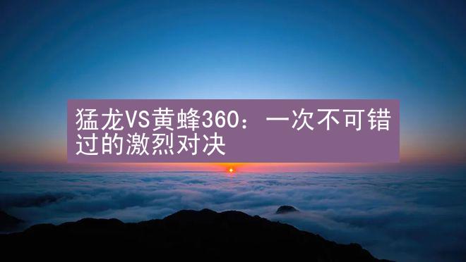 猛龙VS黄蜂360：一次不可错过的激烈对决